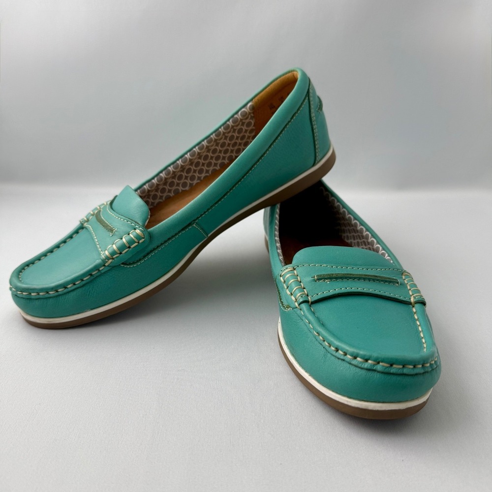Naturalizer Comfort Boat Shoes‎ Leather Hanover Aqua Turquoise Size 8M